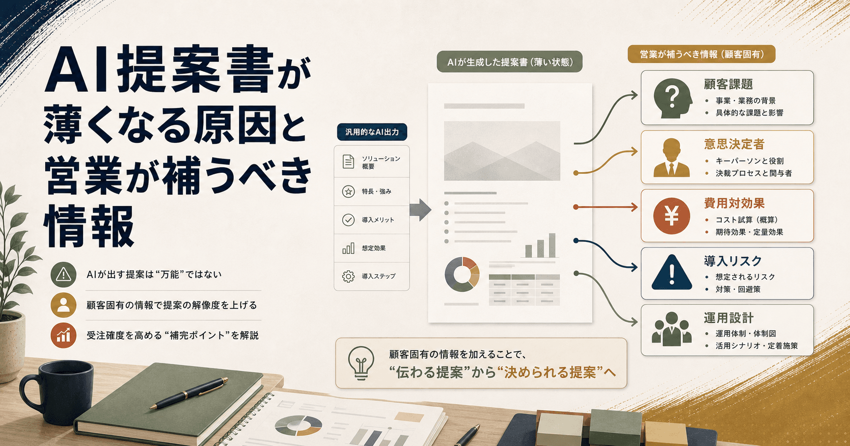 顧客文脈を反映したAI提案書を作る作業画面のイメージ