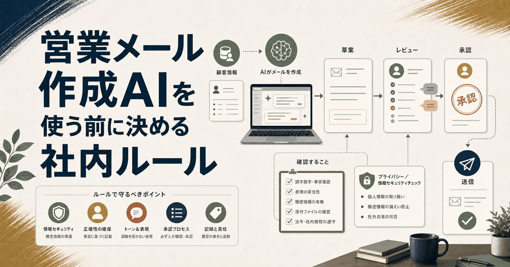 営業メール作成AIの社内ルールを確認する編集画面のイメージ