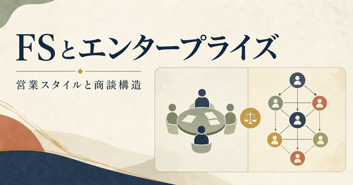 フィールドセールスとエンタープライズ営業の商談構造を比較するイメージ