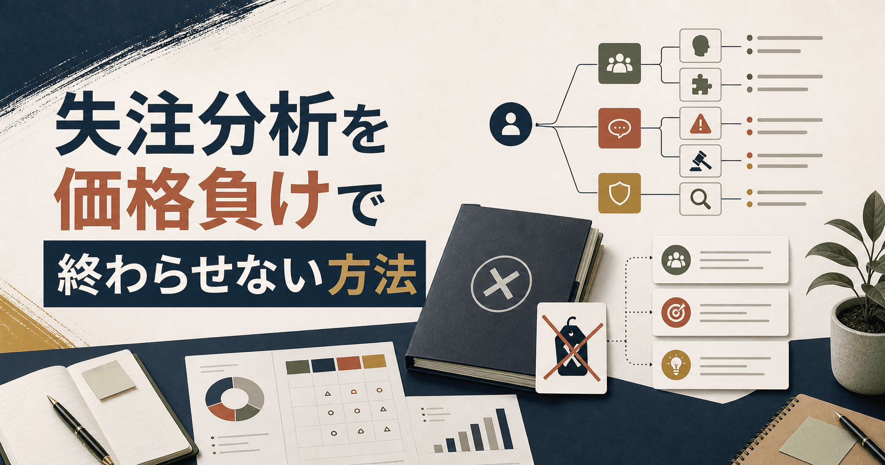 失注分析の原因と次の改善策を整理する営業チームのイメージ