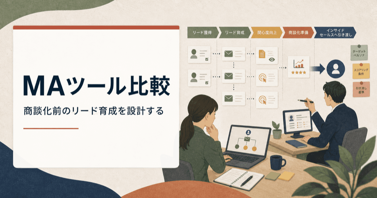 MAツールのリード育成フローと営業引き渡し条件を比較するイメージ