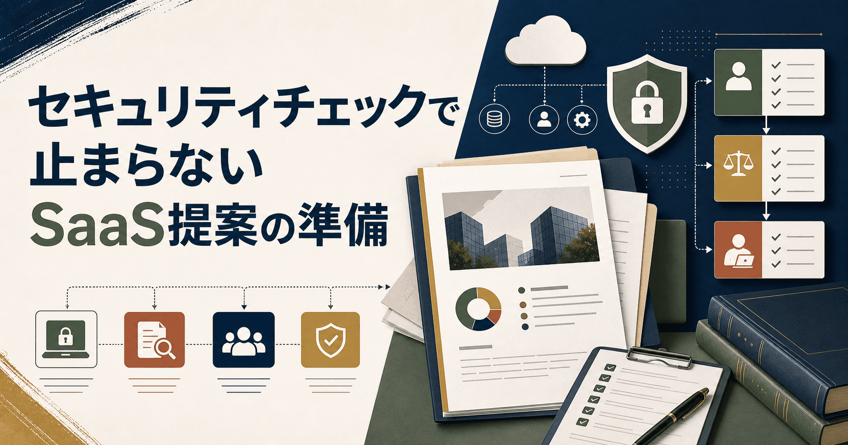 SaaS導入前のセキュリティチェック項目を確認するイメージ
