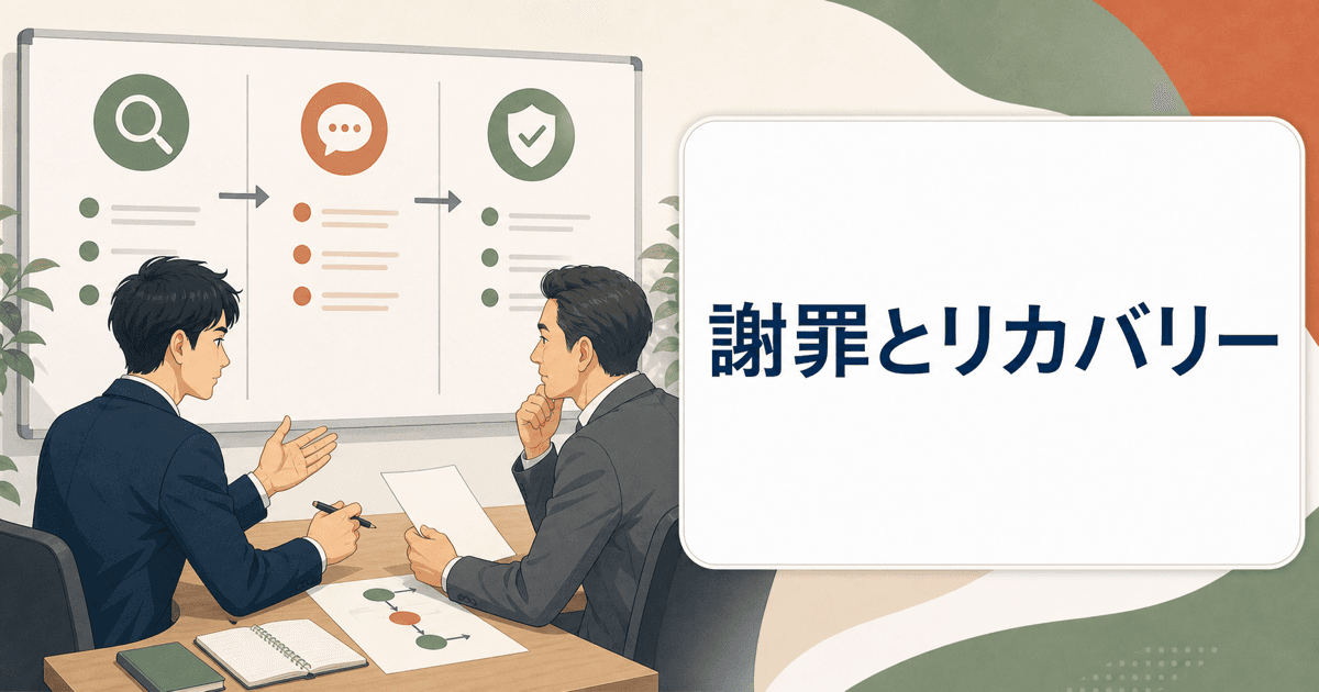 謝罪、対応、再発防止を整理するリカバリーボードのイメージ
