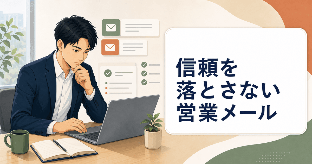 営業メールの文面を確認する画面とチェック項目のイメージ